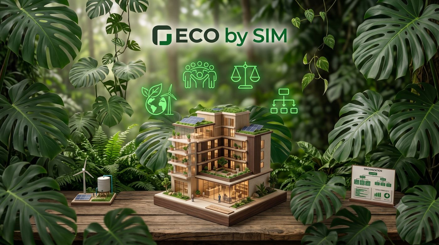 Hotel sustentável integrado à natureza, identidade ECO by SIM